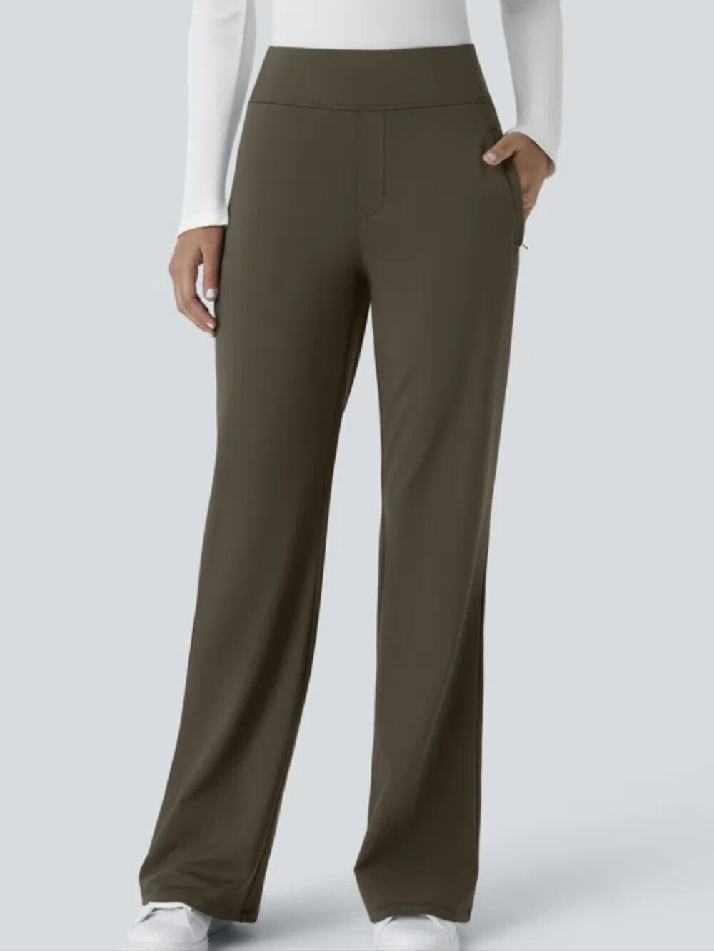 Halara Flare High Waisted Athleisure Work Pants NWT Deep Gray Purple  XL